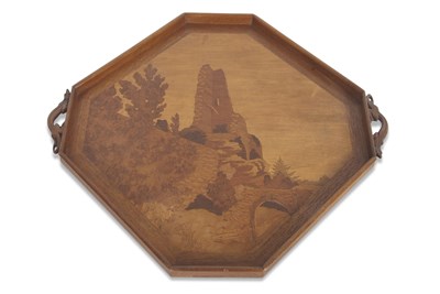 Lot 463 - Emile Galle - inlaid serving tray decorated...