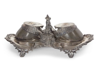 Lot 313 - Fine Victorian double bottle ink stand....