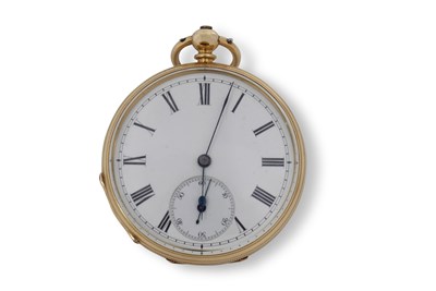 Lot 398 - A yellow metal pocket watch stamped 18k inside...