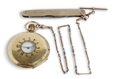 Lot 400 - An 18ct gold half hunter pocket watch by...