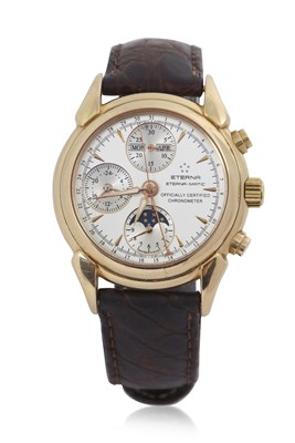 Lot 416 - An Eterna 18ct moon phase chronograph...