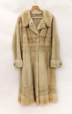 Lot 173 - A ladies full length cream fur coat, with...