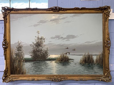 Lot 88 - Gien Brouwer (Dutch b. 1944) Ducks at Dawn,...