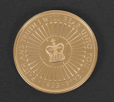 Lot 338 - Royal Mint red leather cased 5 Pounds -...