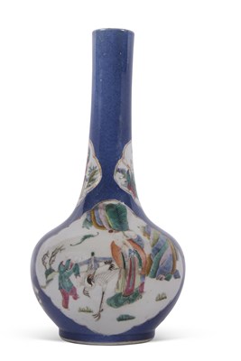 Lot 156 - Chinese porcelain powder blue ground bottle...