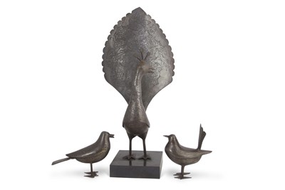 Lot 528 - An Indian steel model of a stylised peacock,...