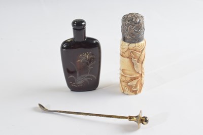 Lot 308 - Plastic bag containing two snuff bottle, one...