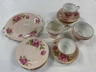 Lot 374 - Part Aynsley tea set, the pink ground...
