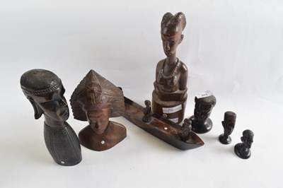 Lot 375 - A group of various carved figures and heads...
