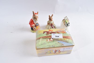 Lot 384 - A Crown Devon musical cigarette box with a...