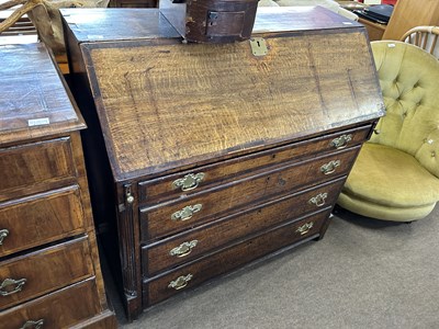 Lot 543 - A Georgian oak and mahogany cross banded...