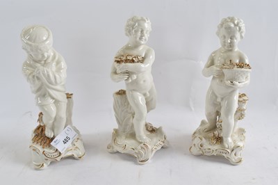 Lot 485 - Three continental porcelain white glazed...