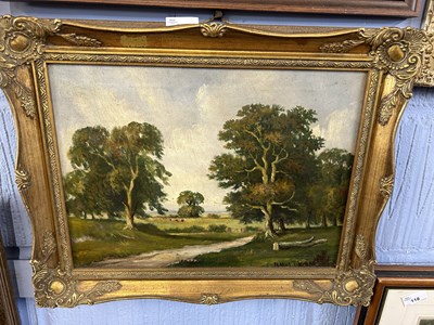 Lot 121 - Pastoral Landscape by R Mallett, oil on canvas,...