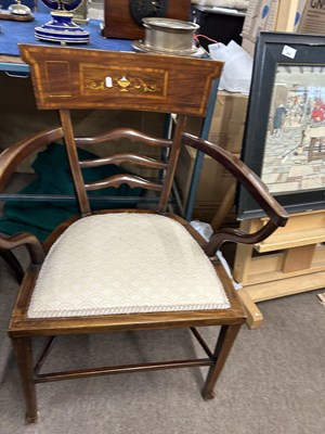 Lot 580 - An Edwardian mahogany and inlaid bar back...