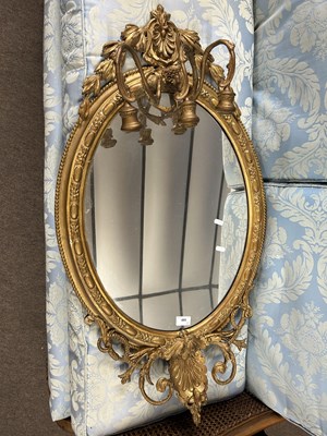 Lot 588 - A 19th Century gilt framed girandole wall...