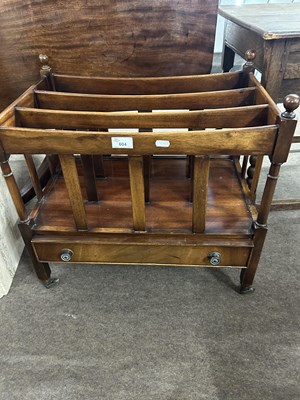 Lot 604 - Mahogany Canterbury magazine rack with single...