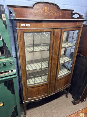 Lot 614 - Edwardian mahogany and inlaid china display...
