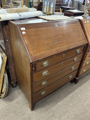 Lot 618 - Georgian mahogany bureau with full front...