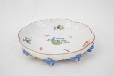 Lot 116 - Meissen style lobed saucer decorated with...
