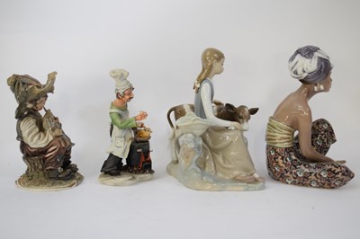 Lot 130 - Lladro figure of a girl with heifer on shaped...