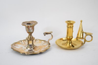 Lot 158 - Two chamber sticks, one brass