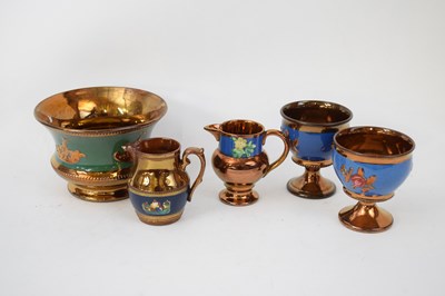 Lot 163 - Lustre ware bowl, two small jugs and two...