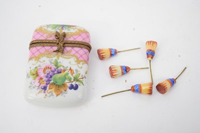 Lot 174 - Limoges enamel box decorated with fruit...