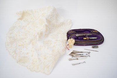 Lot 180 - Quantity of sewing implements, button hooks...