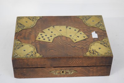 Lot 237 - 19th century brass bound and figured hardwood...