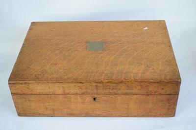Lot 285 - Early 20th century oak canteen of silver...