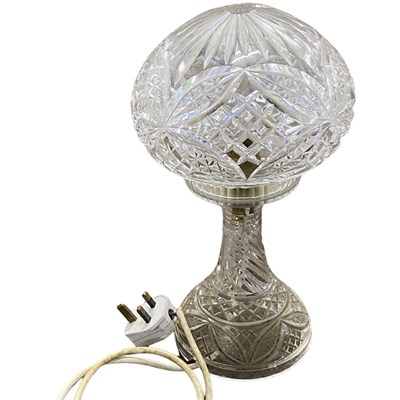 Lot 341 - A cut glass table lamp with cut glass shade,...