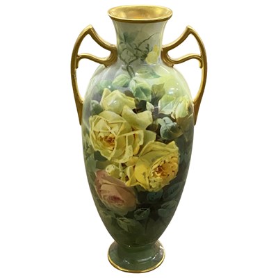 Lot 345 - Doulton Burslem vase decorated with roses...