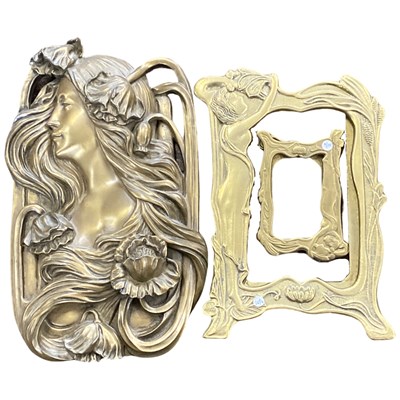 Lot 402 - Reproduction Art Nouveau plaque together with...