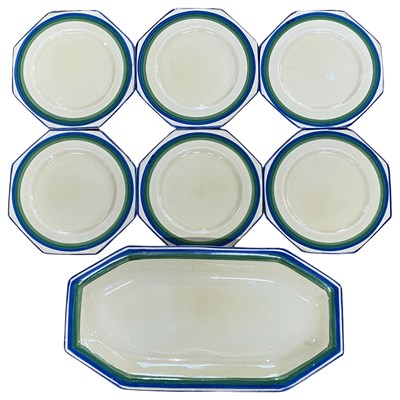 Lot 466 - Clarice Cliff Bizarre sandwich set with green...