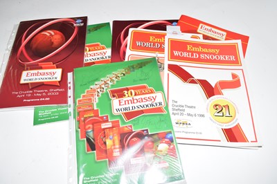 Lot 448 - Embassy World Snooker Championship programmes...