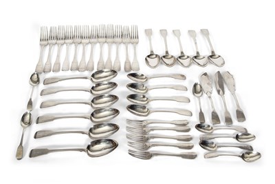 Lot 271 - A quantity of Georgian flatware in fiddle...