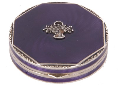 Lot 280 - A white metal and enamel compact of octagonal...