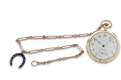 Lot 315 - A yellow metal Elgin pocket watch stamped 14k...