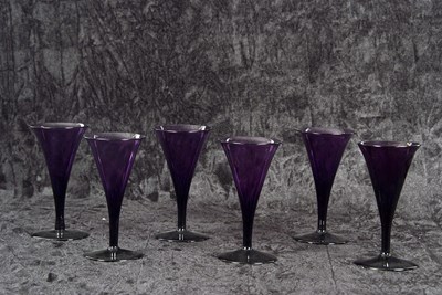 Lot 24 - A rare set of six George III Bristol amethyst...