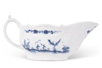 Lot 104 - Large Lowestoft porcelain sauce boat painted...