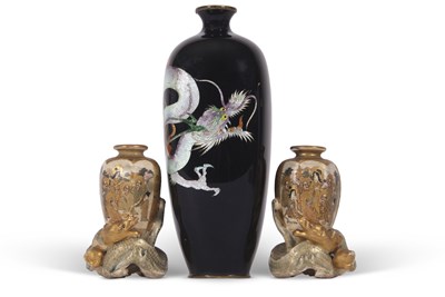 Lot 148 - Cloisonne vase of quatre lobe form decorated...
